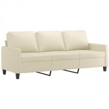 Sofá de 3 plazas de cuero sintético color crema 180 cm
