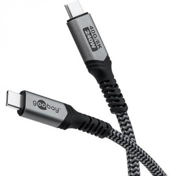 Cable USB 4.0 GOOBAY 1m, 40 Gbit/s, 240 W, Textil, 8K a 60Hz