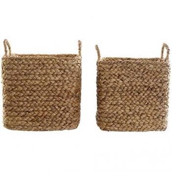 Juego de Cestas DKD Home Decor Natural Marrón Boho (2 Piezas) (38 x 38 x 36 cm y 42 x 42 x 39 cm)