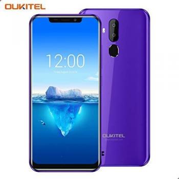 OUKITEL C12 Pro – 4G Smartphone Libre DE 6.18 HD 19:9 IPS con Antihuellas Quad-Core 2 + 16GB SIM Doble Telefonos Moviles Android 8.1 Cámara 8MP+5MP Face ID 3400mAh Batería Versión Europea - Morado