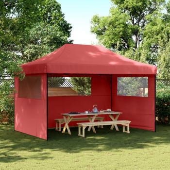 Tienda de fiesta plegable Pop-Up 3 paredes laterales burdeos