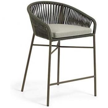 Kave Home - Taburete Yanet de Cuerda Verde Altura 65 cm