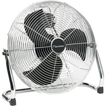 Bestron Ventilador de Suelo, Estilo Retro, Cabezal Inclinable, Altura: 46,5 cm, Ø 45 cm, 100 W, Cromado