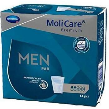 This product is likely to be called an incontinence pad designed specifically for men, with a 2-5 drops absorbency level, and typically sold in packs of 14 pieces. However, without the specific branding or store context, it's