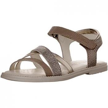 Geox J Sandal Karly Girl, Sandalias con Punta Abierta Niñas, Beige