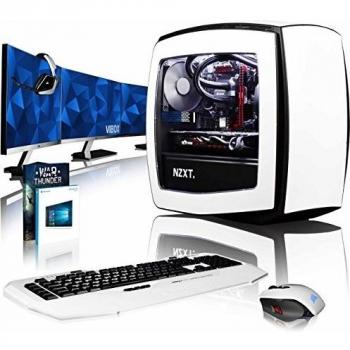VIBOX Atom RL570-412 Paquet Gaming PC - 3,9GHz Intel i5 Quad Core CPU, Radeon RX 470, Extremo, Ordenador de sobremesa Gaming con enfriador por agua vale de juego, con monitor, Windows 10, Iluminaciàn interna blanco