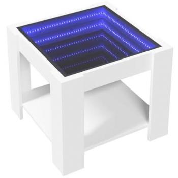 Mesa de centro con LED - Madera de ingeniería blanca - 53 x 53 x 45 cm - Diseño moderno - Iluminación RGB ajustable