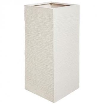 Maceta alta de arcilla resistente a los rayos UV 26 x 26 x 60 cm beige claro Dion