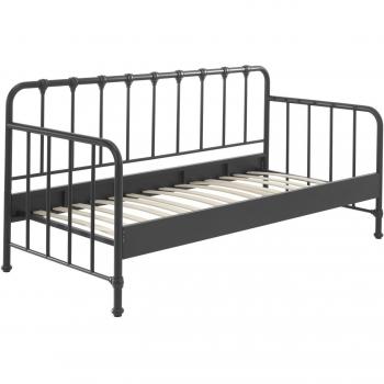 Cama Banqueta Vipack Bronxx - Metal Negro - 90x200 cm - Incluye Somier