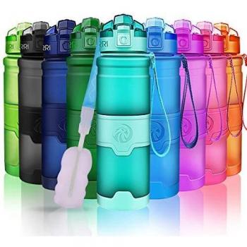 ZORRI Botella de Agua Deportiva - 400ml/500ml/700ml/1000ml sin BPA & a Prueba de Fugas, Reutilizable de plastico tritan, Agua Botellas Ideal con Filtro para niños Adulto, Correr 1-Click Apertura