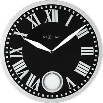 Reloj de Pared NeXtime 8161 - Moderno Reloj de Mesa o Pared con Diseño Circular en Negro y Blanco