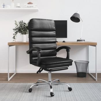 Silla de oficina reclinable con masaje en cuero sintético negro