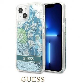 Funda Dura con Brillos Líquidos de Flores Verde para iPhone 13 Mini 5.4 - Guess GUHCP13SLFLSN