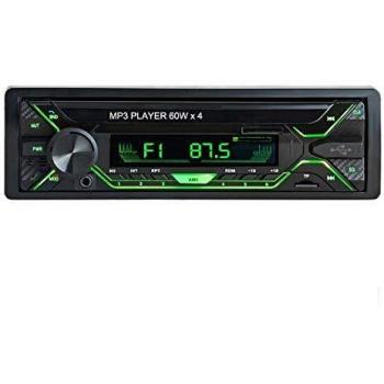 Aigoss Radio Coche Autoradio Bluetooth 1 DIN 60W x 4 FM Estéreo de Manos Libres Llamadas, Apoyo de Reproductor MP3 Luces de 5 Colores, Archivo y Control Remoto Inalámbrico