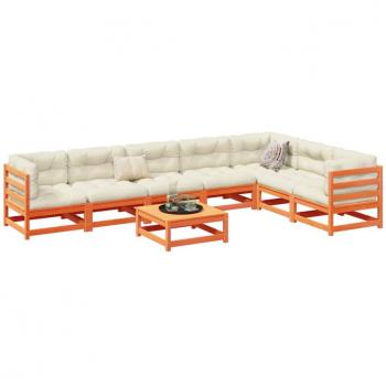 8 Piece Garden Sofa Set with Cushions Wax Brown Solid Pine Wood
