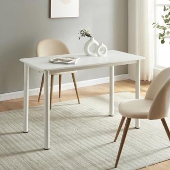 Mesa de Comedor Tammela Versátil para 4 Personas de Acero y MDF 120 x 60 x 75 cm - Blanco Resistente a Arañazos y Manchas