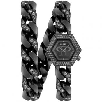 Philipp Plein Hexagon Groumette Crystal Watch, Black female, Sizes: ONE SIZE, Stainless Steel
