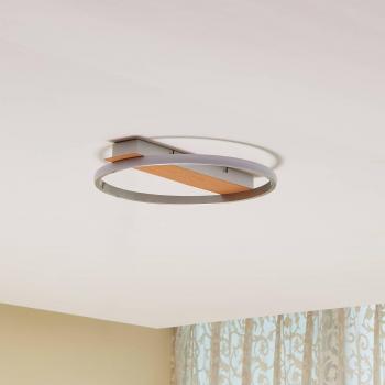 Plafón LED Lindby Signera, 1 luz, moderno, gris, hecho de aluminio, ideal para salón y comedor