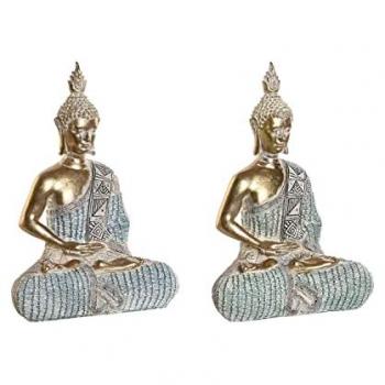 Figura Decorativa DKD Home Decor 18,6 x 9,7 x 27 cm Azul Buda Turquesa Oriental Decapé (2 Unidades)