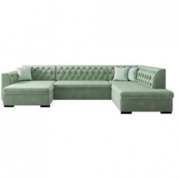 Sofá rinconero Comfivo 269, Magic Velvet 2227 + Evo 29, con función de descanso y caja de ropa de cama, dimensiones: 345x205x82cm