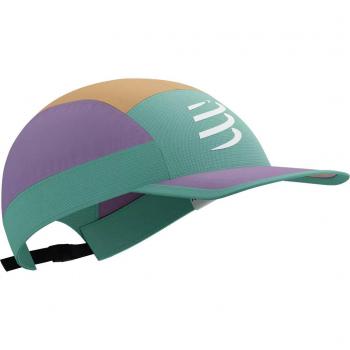 Gorra de running Compressport 5 Panel Light Eggshel Blue/Salmon, ligera, transpirable, diseño de 5 paneles, ajuste cómodo, ideal para actividades al aire libre