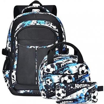 Mochilas Escolares Juveniles para Chicos - 3 IN 1 Mochila Infantiles Instituto Grande A Prueba de Salpicaduras Aesthetic Casual Material Tela Cremalleras Metal Estuche Bolsas Regalos Adolescente Negro
