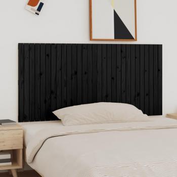 Cabecero de cama de pared negro 185x3x90 cm madera maciza de pino