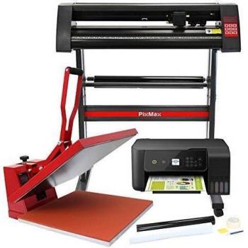 PixMax Prensa de Calor Maquina de Prensa de Calor Máquina de la sublimación de la transferencia de la prensa del calor de la camiseta, uso para industrial | 50cm x 50xcm | Plóter de Corte de Vinilo, Impresora & Paquete para Weeding