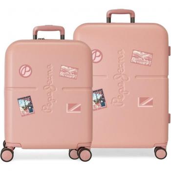 Conjunto de maletas Pepe Jeans Chest en rosa claro, rígidas y con capacidad de 116L