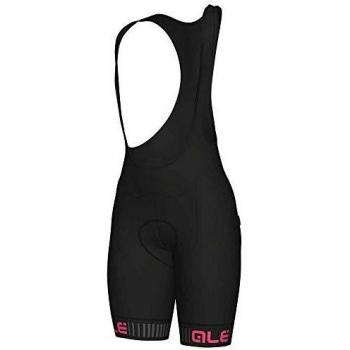 Culotte de Ciclismo para Mujer Alé Traguardo con Tirantes, Negro/Rosa Fluo, Talla M