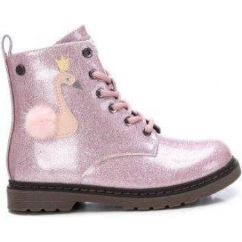 Xti Kids Botines Militares 150662 Nude con Cierre de Cremallera y Detalle de Purpurina Rosa Estilo Militar