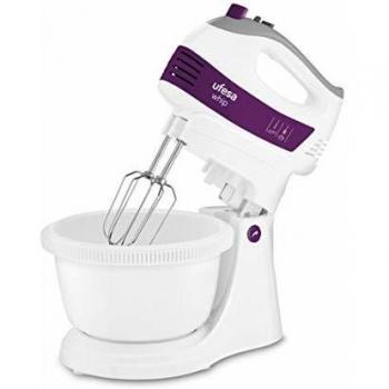 Ufesa BV4655 Batidora Amasadora con Bol Giratorio, 400W, 5 velocidades + Turbo, Tecla Expulsión Accesorios, 2 Varillas Amasadoras, 2 Varillas Batidoras, Diseño Ergonómico con Agarre de Tacto Suave