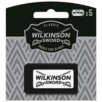 Wilkinson Sword Classic PREMIUM - Recambios de 5 Hojas de Cuchillas de Afeitar para Hombres, Afeitado Clásico Masculino, Doble Filo