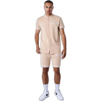 Project X Paris Beige Short Sleeve Logo Embroidered Shirt M