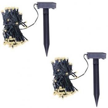 vidaXL LED Solar String Lights 2 pcs Warm White