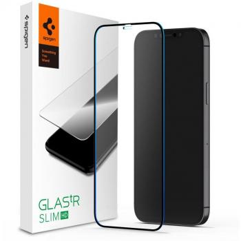 Protector de Pantalla de Vidrio Templado Full Cover Spigen para iPhone 12 Pro Max - Negro