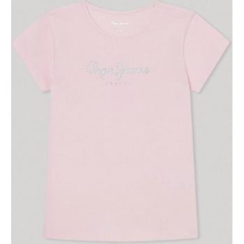 Camiseta de niña Pepe Jeans con logo glitter en color rosa Hana