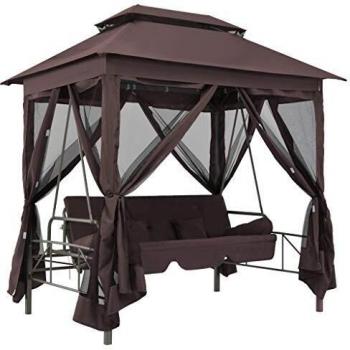Convertible Coffee Swing Bench Gazebo
