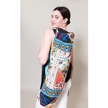 Toran - Bolsa para esterilla de yoga hecha a mano, con bolsillos funcionales, bolsillo interior con cremallera, forro resistente al agua