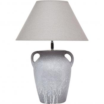 Lámpara de mesa moderna Agefet con base de cerámica gris y pantalla ajustable de lino