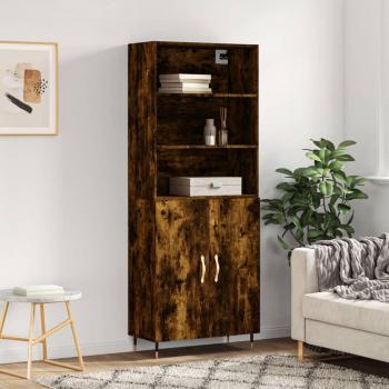 Aparador alto de madera contrachapada en roble ahumado 69,5x34x180 cm