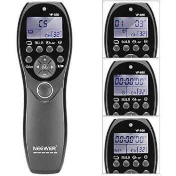 Neewer NW-880 DSLR -  Kit Temporizador para Cámara Obturador Release con Cables 32CH Transmisor Receptor de Control Remoto con Pantalla LCD para Nikon Canon Pentax Sony Panasonic y otras Camaras Reflex