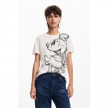 Desigual Women's Mickey Drawing T-Shirt, Regular Fit, White, Size 2XL