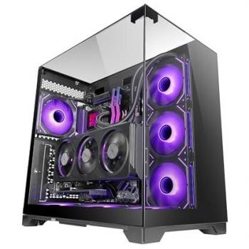 Caja Gaming ATX Mars Gaming MC-Vision, Triple Cristal Templado Sin Marco, Doble Cámara, Compatible con Placas Base Inversas, Soporte Refrigeración Líquida, Color Negro