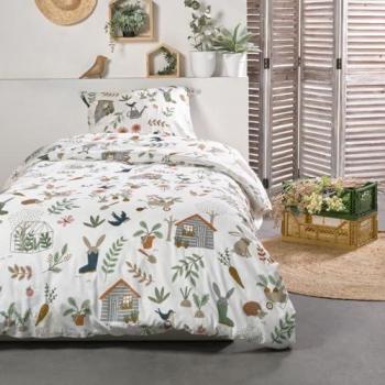 Juego de cama infantil de algodón con diseño de jardinería, multicolor (140 x 200 cm)