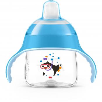 Philips Avent SCF751/05 - Vaso con boquilla blanda, diseño pingüino, para 6 meses, 200 ml, color azul