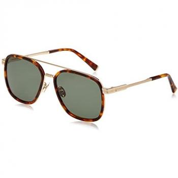 Police Aviator Sunglasses SPLC49 - Shiny Red Havana Green - Brown Metal - One Size
