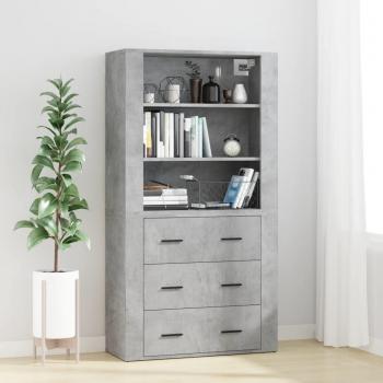 Aparador alto de madera contrachapada gris hormigón vidaXL