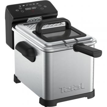 Freidora eléctrica Tefal Family Pro FR507D - 4L, 2400W, acero inoxidable, tecnología de zona fría, pantalla digital LED táctil