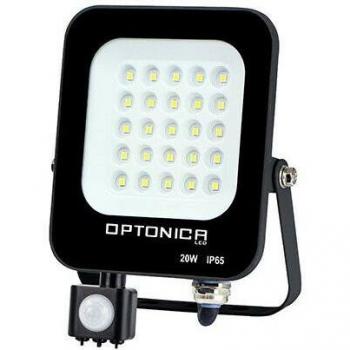 Reflector LED Optonica 20W con Detector de Movimiento, 6000K, Impermeable IP65, 1800lm